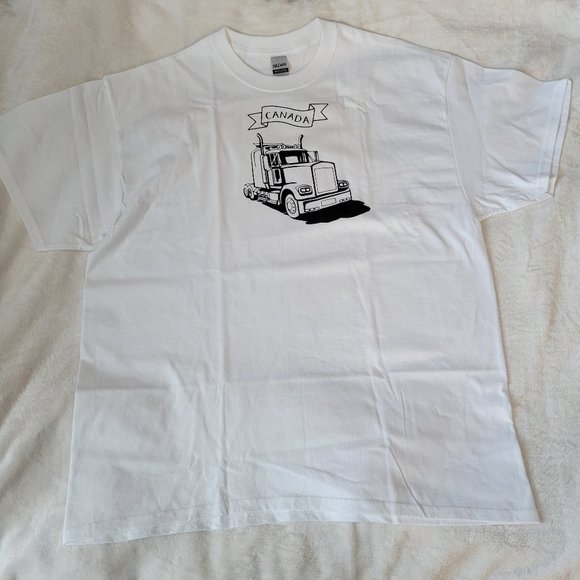 "Canada" Trucker Print Crew Neck T-Shirt - Picture 1 of 8